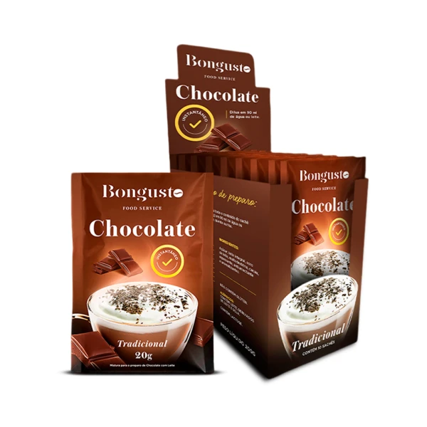 Kit com 30 sachês de chocolate com leite Bongusto